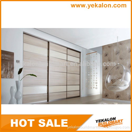MFC closet melamine with aluminum frame inserted sliding door wardrobe